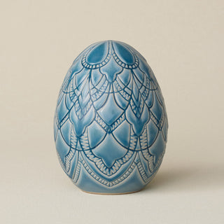 Handcrafted ceramic egg by Rookwood Pottery