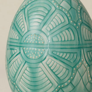 Close-up details of the ceramic handcrafted egg.