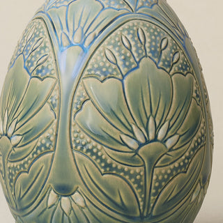 Close-up details of the ceramic handcrafted egg.