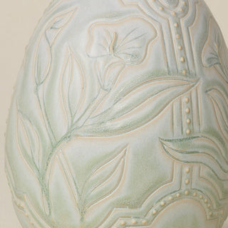 Close-up details of the ceramic handcrafted egg.