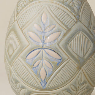 Close-up details of the ceramic handcrafted egg.