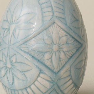 Close-up details of the ceramic handcrafted egg.