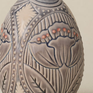 Close-up details of the ceramic handcrafted egg.