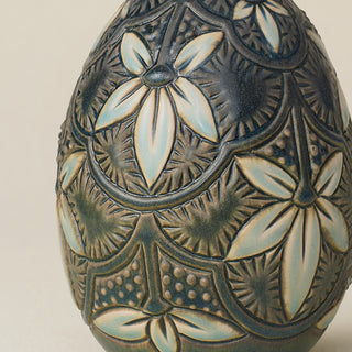 Close-up details of the ceramic handcrafted egg.