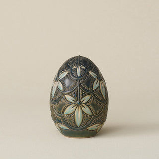 Handcrafted ceramic egg by Rookwood Pottery