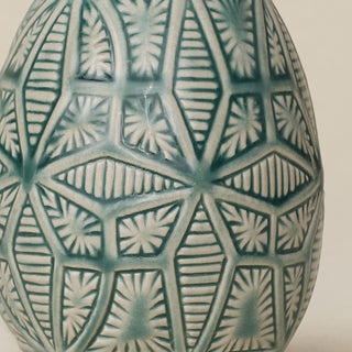 Close-up details of the ceramic handcrafted egg.