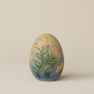 Handcrafted ceramic egg by Rookwood Pottery