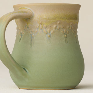 Close-up details of hand-thrown mug by Rookwood