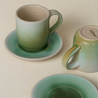 Close-up details of the espresso cup set by Rookwood