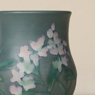 Close-up details of hand-thrown mug by Rookwood