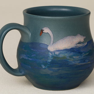 Close-up details of hand-thrown mug by Rookwood