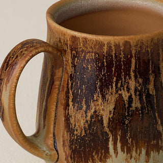 Close-up details of hand-thrown mug by Rookwood