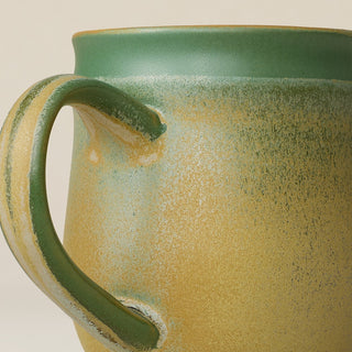 Close-up details of hand-thrown mug by Rookwood