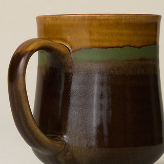 Close-up details of hand-thrown mug by Rookwood