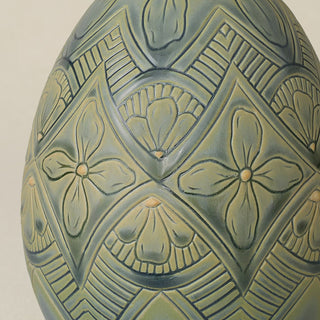 Close-up details of the ceramic handcrafted egg.