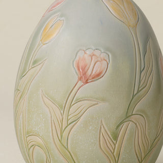 Close-up details of the ceramic handcrafted egg.