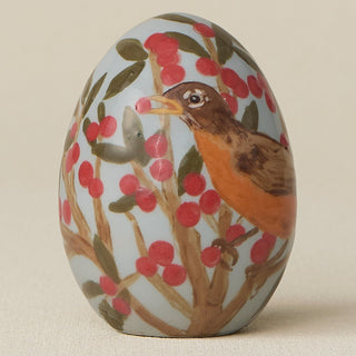 Close-up details of the ceramic handcrafted egg.