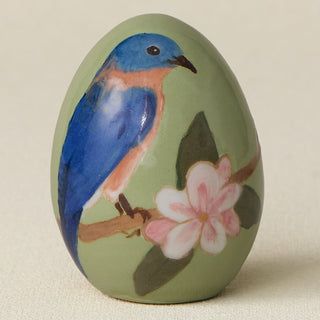 Close-up details of the ceramic handcrafted egg.