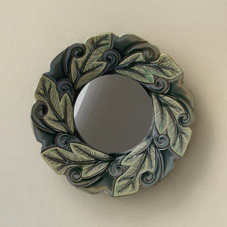 Hand-thrown and hand-glazed ceramic wall mirror by Rookwood Pottery