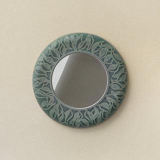 Hand-thrown and hand-glazed ceramic wall mirror by Rookwood Pottery