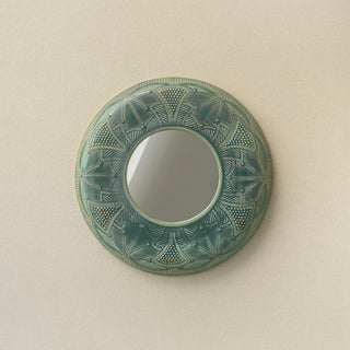 Hand-thrown and hand-glazed ceramic wall mirror by Rookwood Pottery