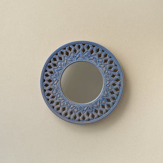 Hand-thrown and hand-glazed ceramic wall mirror by Rookwood Pottery