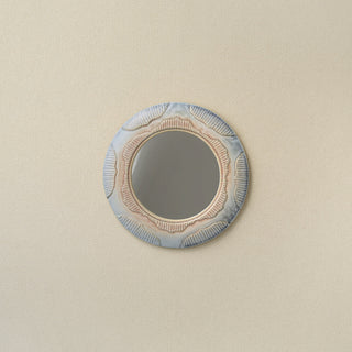 Hand-thrown and hand-glazed ceramic wall mirror by Rookwood Pottery