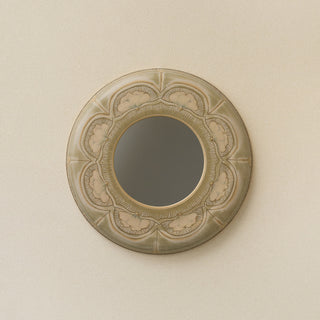 Hand-thrown and hand-glazed ceramic wall mirror by Rookwood Pottery