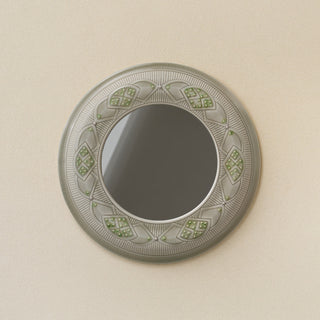 Hand-thrown and hand-glazed ceramic wall mirror by Rookwood Pottery