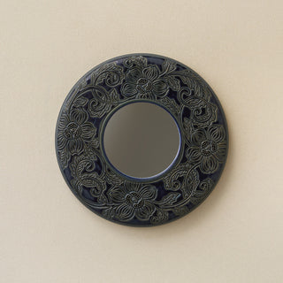 Hand-thrown and hand-glazed ceramic wall mirror by Rookwood Pottery