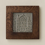 Rookwood Music Hall City Scene art tile in a dark walnut wood frame