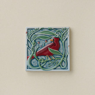 Revival Bird Tile, Cardinal - Winterberry