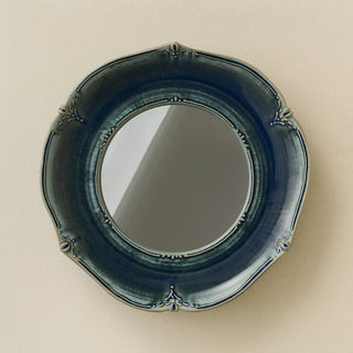 Hand-thrown and hand-glazed ceramic wall mirror by Rookwood Pottery