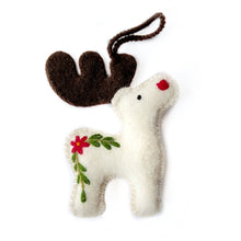 Load image into Gallery viewer, Reindeer Embroidered Felt Ornament
