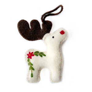 Reindeer Embroidered Felt Ornament