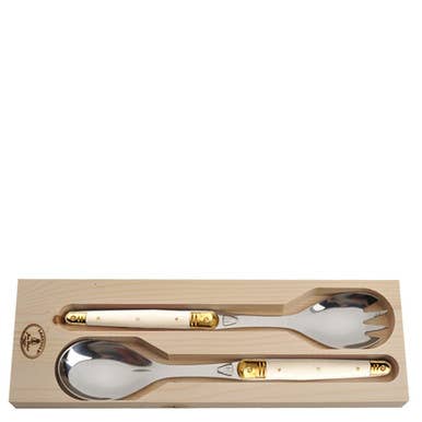 Laguiole Salad Servers with Ivory Colored Handles