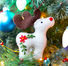 Load image into Gallery viewer, Reindeer Embroidered Felt Ornament
