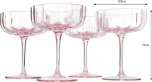 Load image into Gallery viewer, Elegant Flower  Champagne &amp; Cocktail Coupes - Pink Set of 4
