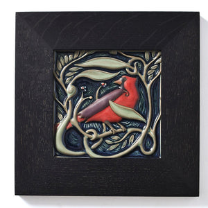 Hand Painted Revival Bird Tiles, Cardinal