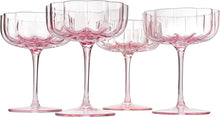 Load image into Gallery viewer, Elegant Flower  Champagne &amp; Cocktail Coupes - Pink Set of 4
