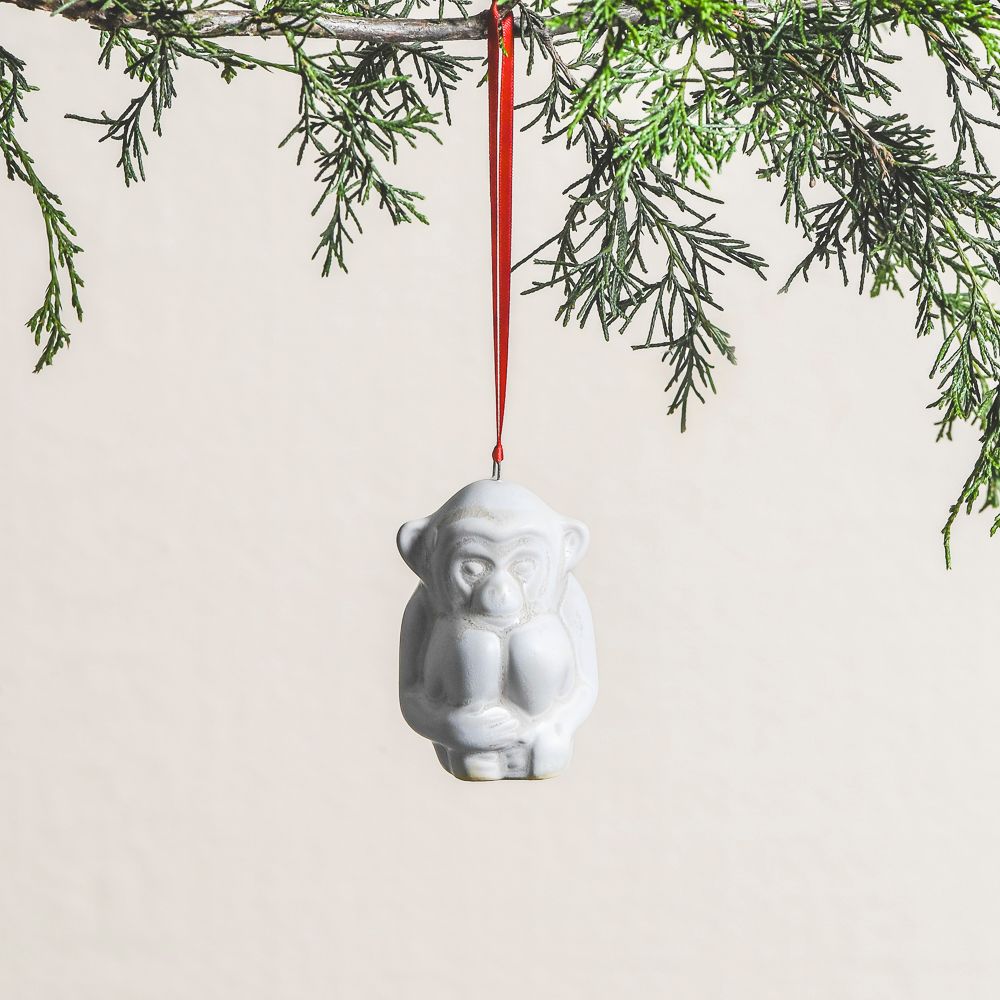 Shiri Monkey Ornament - Morning Frost