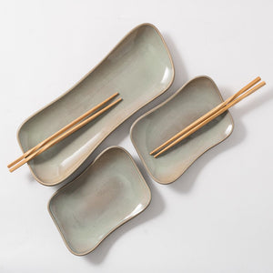 Gift Set- Riverstone Plates with Chopsticks - Seafoam