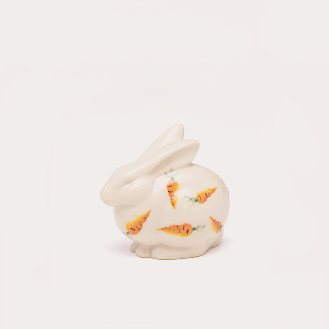 Grove Bunny Figurine, Hand-Painted Carrot