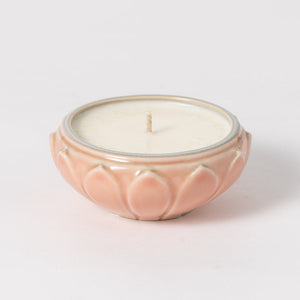 Small Flower Dish Candle - Deco Pink, Bergamot Rosewood