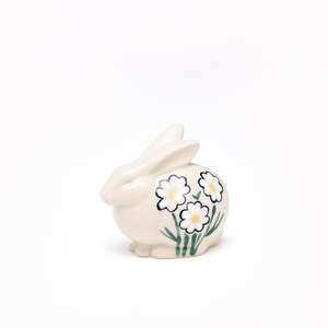 Grove Bunny Figurine, Hand-Painted Large Daisies