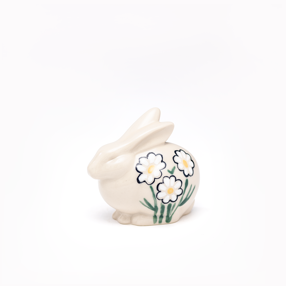 Grove Bunny Figurine, Hand-Painted Large Daisies