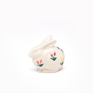 Grove Bunny Figurine, Hand-Painted Tulips