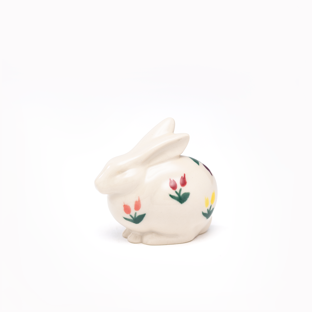 Grove Bunny Figurine, Hand-Painted Tulips