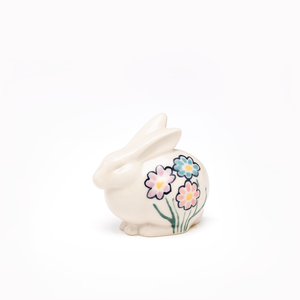 Grove Bunny Figurine, Hand-Painted Spring Flowers