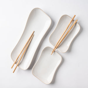 Gift Set- Riverstone Plates with Chopsticks - Gypsum